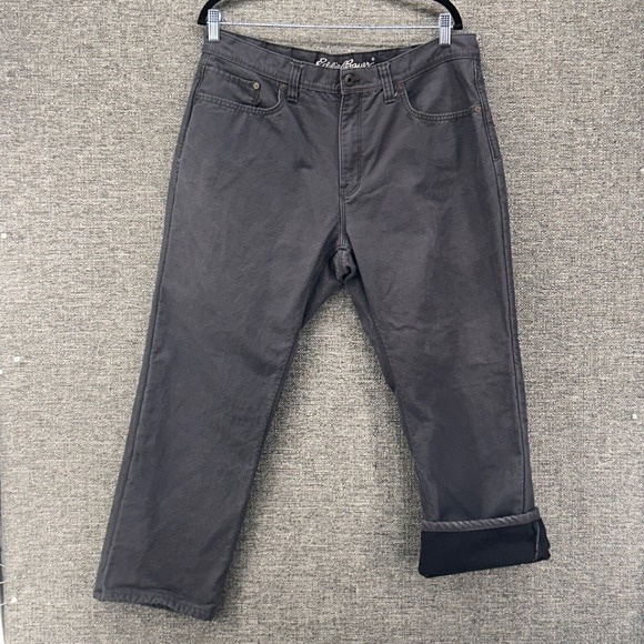 Eddie Bauer Mens Pants‎ Size 38x32 Fleece Lined Straight Warm Cozy Winter - Picture 1 of 15